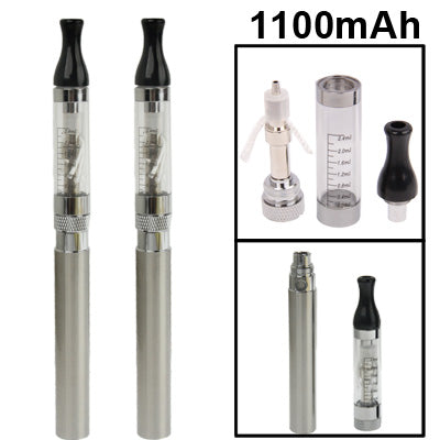 2 PCS 1100mAh T2S Quit Smoking USB Rechargeable Electronic Cigarettes with 2.4mL Transparent Detachable Atomizer